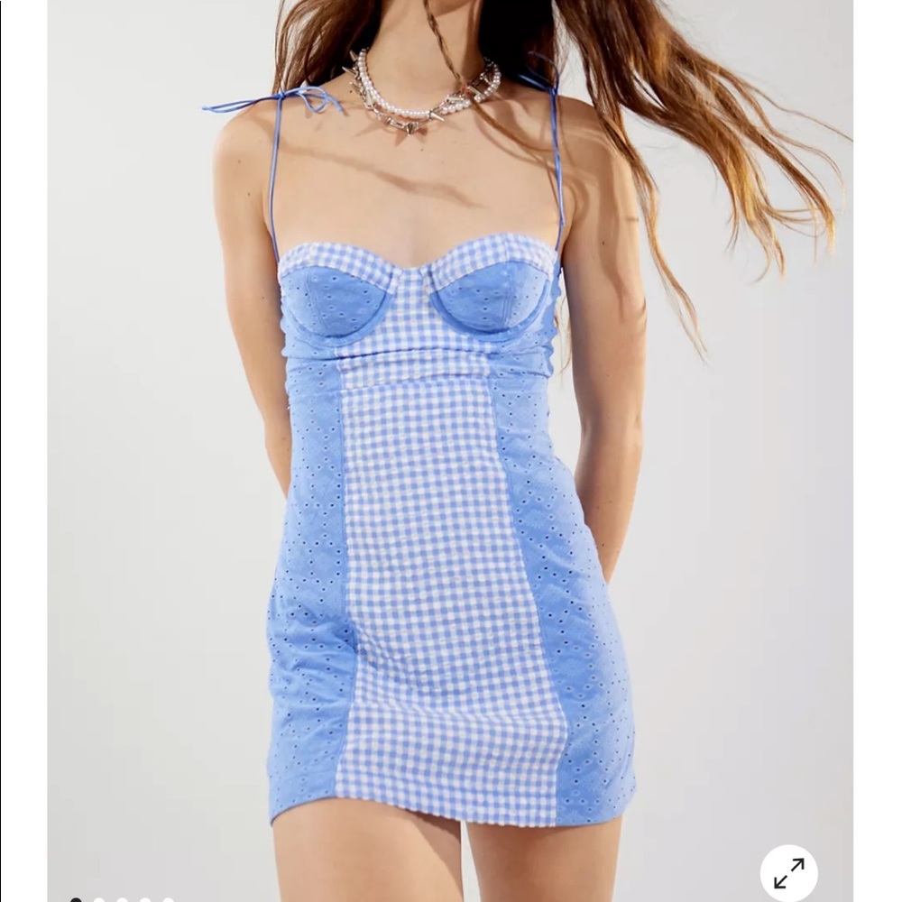 Urban outfitters Felicity Eyelet Bustier Mini Dress